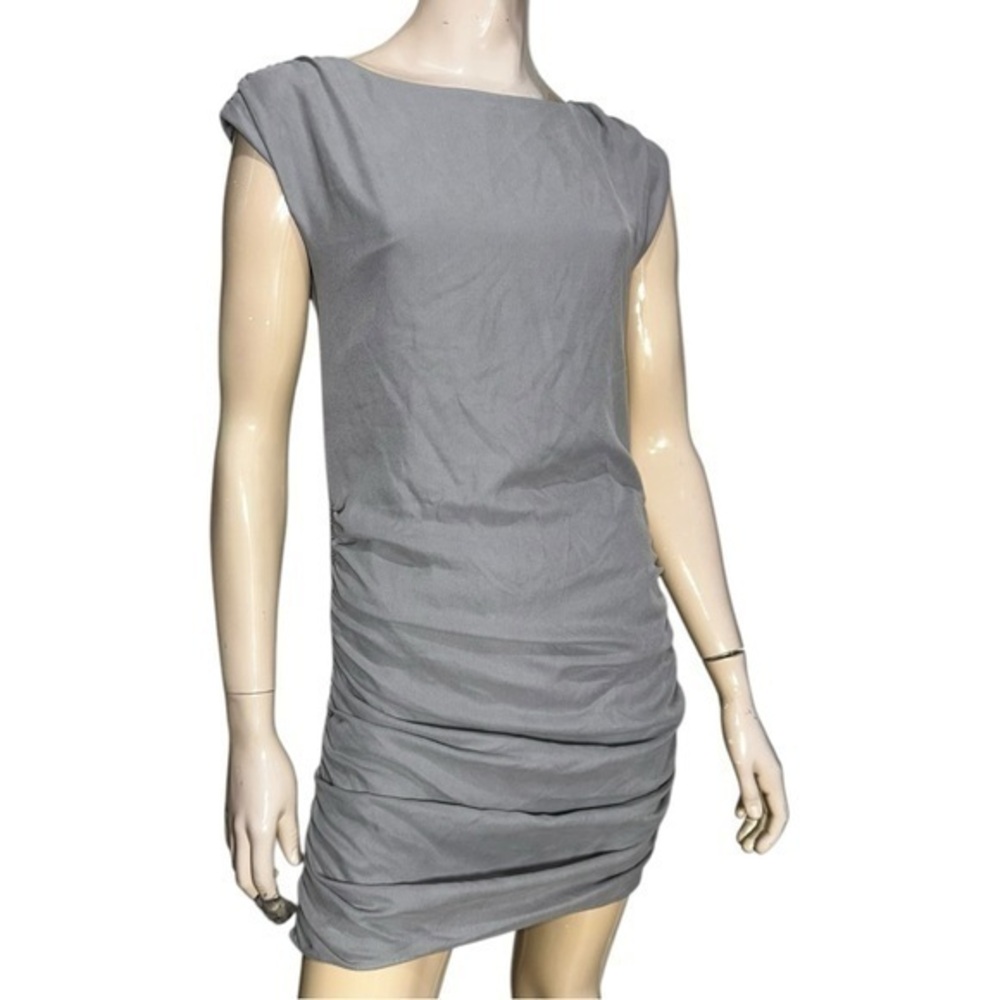 Shoshanna Women’s Size 4 Gray Silk Sleeveless Ruched Mini Dress